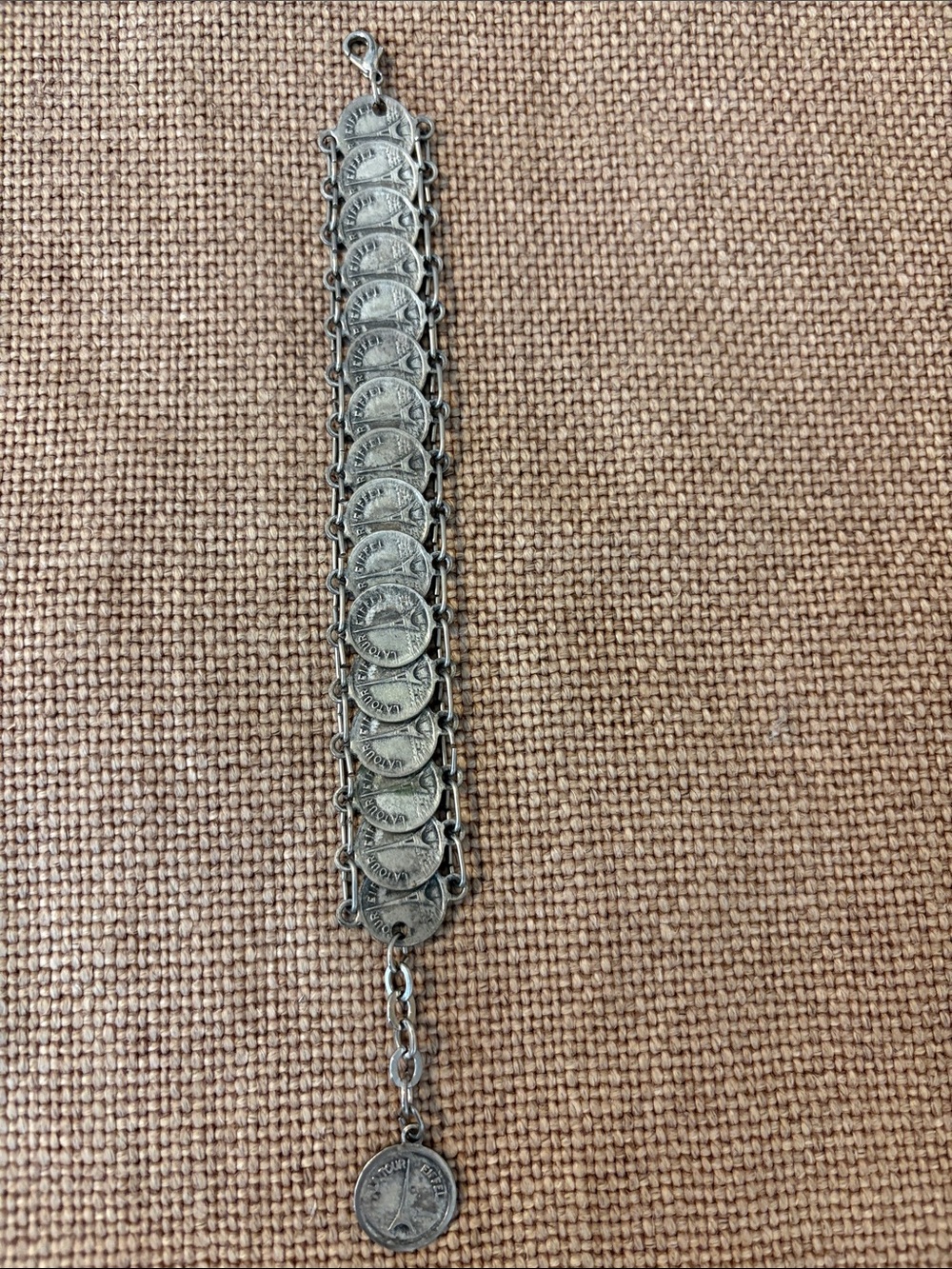 Silver-Tone Paris Coin Bracelet